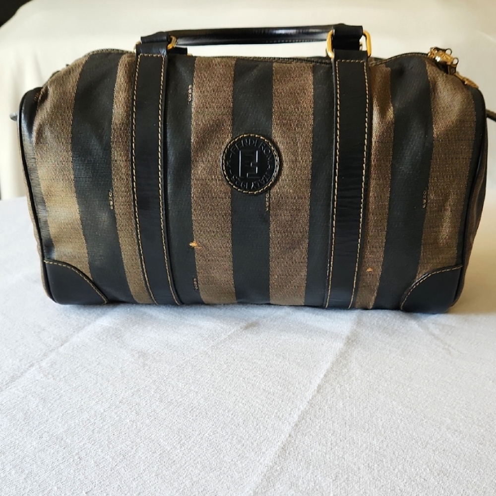 FENDI Pequin Boston Bag w/COA & dustbag